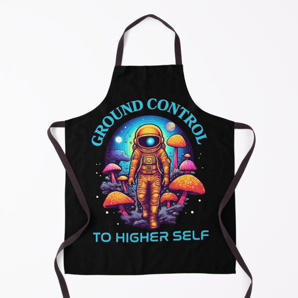 Item preview, Ground Control to Higher Self Spiritual Astronaut with Neon Mushrooms designed and sold by VisualAwakeningArt.
