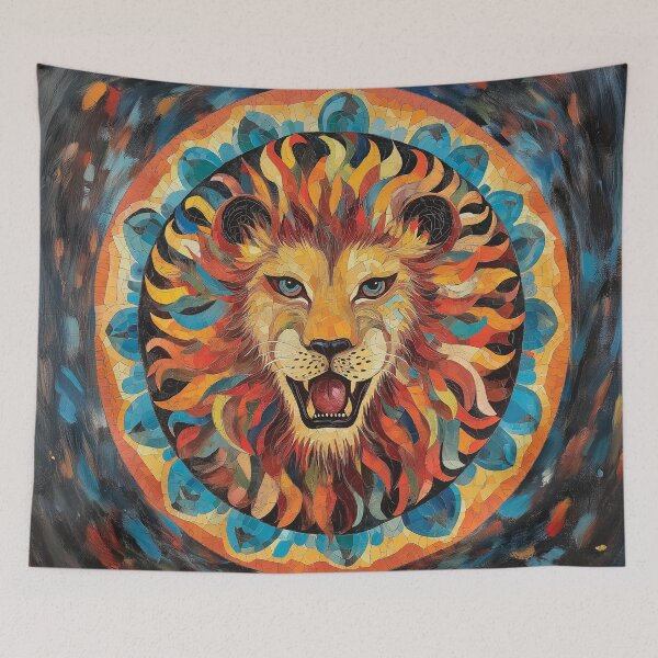 Item preview, A beautiful vibrant lion design with a radial pattern composition. designed and sold by HEMRO.