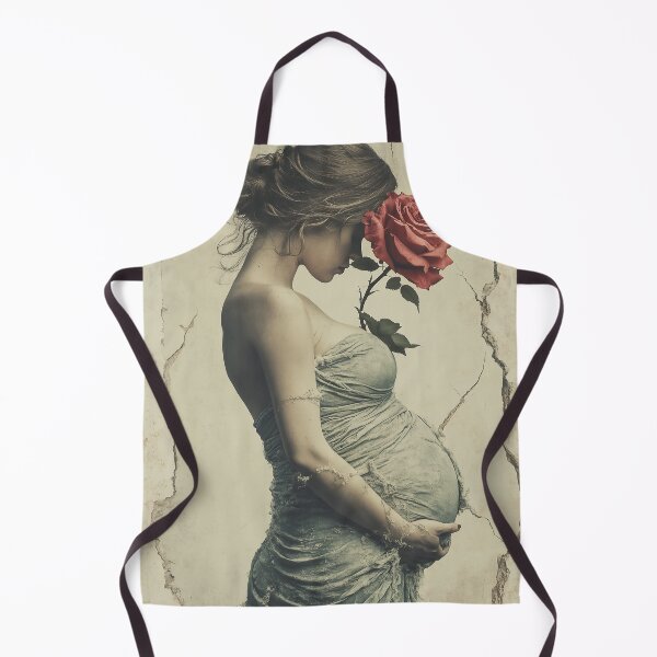 Item preview, Pregnant woman with red rose designed and sold by Thread & Chuckles.