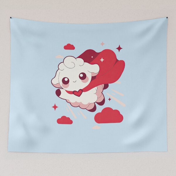 Item preview, Kawaii Superhero Sheep – cute cartoon design designed and sold by GabbyKI261.