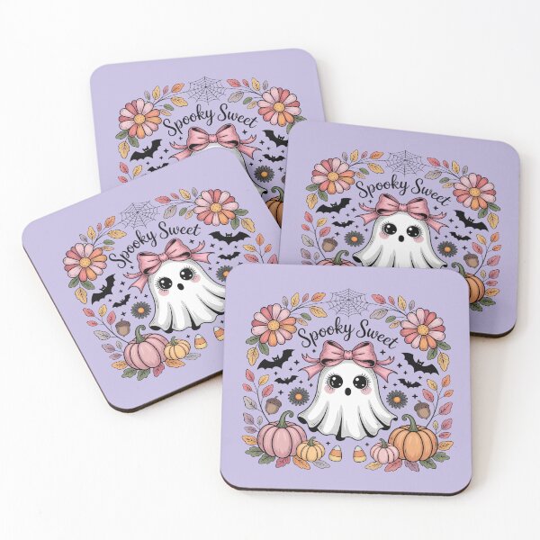 Item preview, Cute Halloween Ghost with Pumpkins and Flowers designed and sold by HasHs.