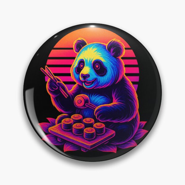 Item preview, Neon Sushi Panda – Retro Cyberpunk Style designed and sold by Qopta.
