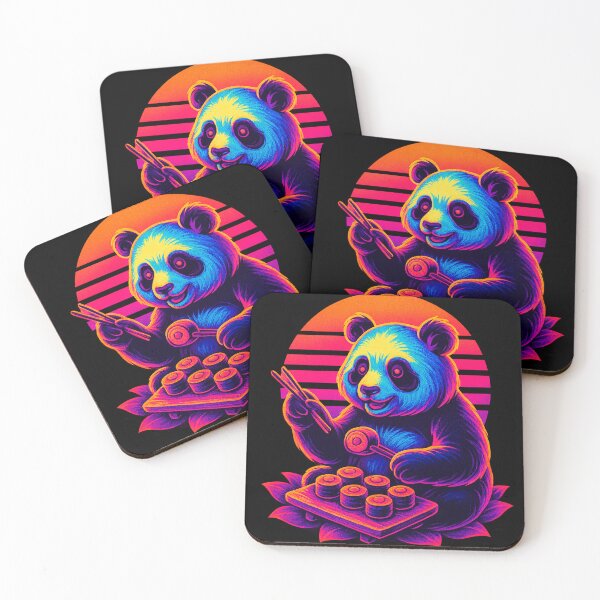 Item preview, Neon Sushi Panda – Retro Cyberpunk Style designed and sold by Qopta.