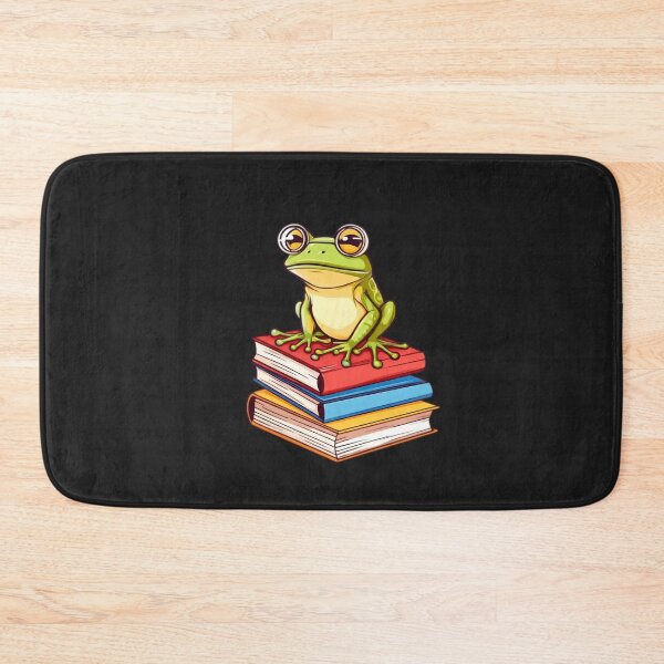 Item preview, Cute Green Frog with Glasses Sitting on Books – Adorable Reading Illustration designed and sold by ColorSplash123.