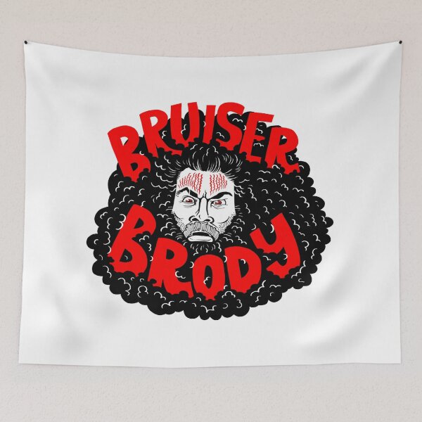 Item preview, Bruiser Brody Graphic Black White & Red Illustration designed and sold by Muscles&Mullets.
