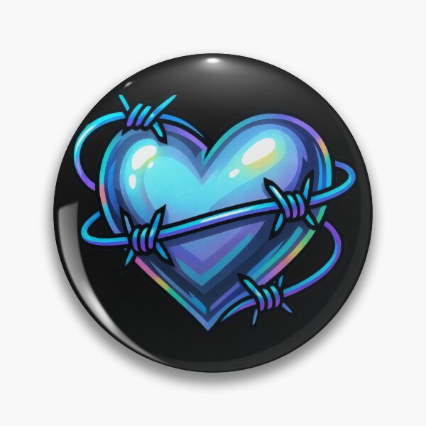 Item preview, Chrome Heart with Neon Barbed Wire – Y2K Cyberpunk Pixel Art designed and sold by AwesomeBeyondLimits.