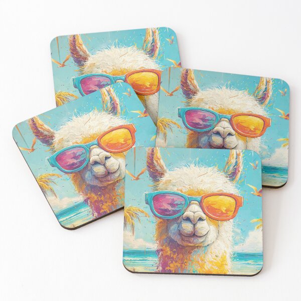 Item preview, Cool Alpaca with Sunglasses – Tropical Summer Beach Art designed and sold by Moss and Moon Studio.