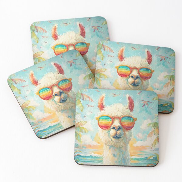 Item preview, Cool Alpaca with Sunglasses – Tropical Summer Beach Art designed and sold by Moss and Moon Studio.