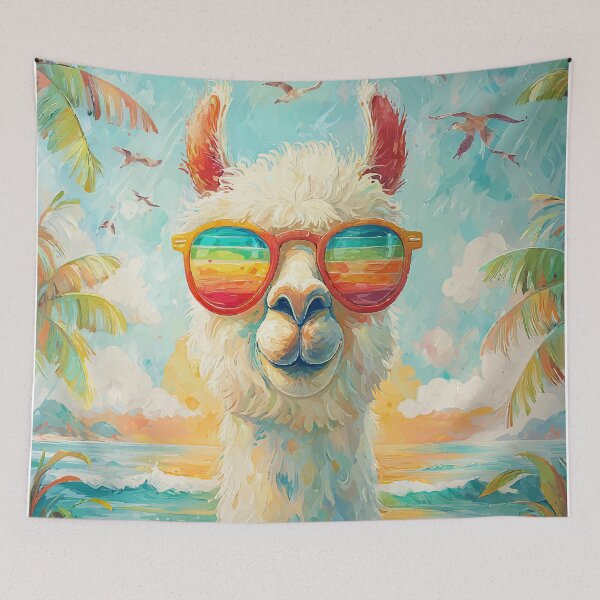 Item preview, Cool Alpaca with Sunglasses – Tropical Summer Beach Art designed and sold by Moss and Moon Studio.