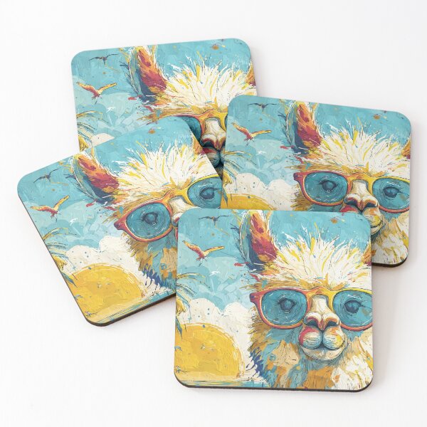 Item preview, Cool Alpaca with Sunglasses – Tropical Summer Beach Art designed and sold by Moss and Moon Studio.