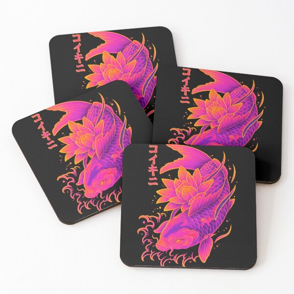 Item preview, Neon Koi – Retro Synthwave Lotus Glow designed and sold by Qopta.