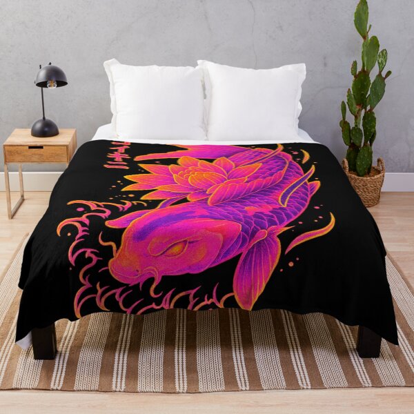 Item preview, Neon Koi – Retro Synthwave Lotus Glow designed and sold by Qopta.