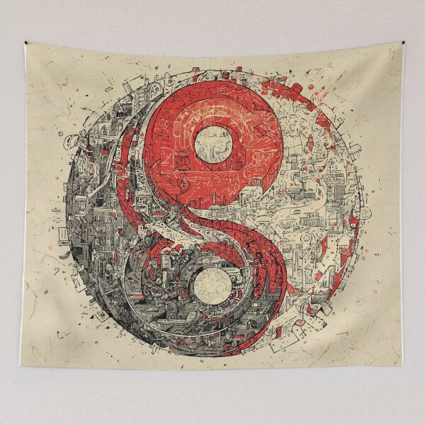 Item preview, Cyberpunk Yin-Yang – Futuristic Balance Symbol designed and sold by Moss and Moon Studio.