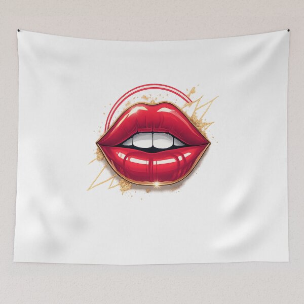 Item preview, Glossy Lips with Sparkle – Bold Pop Art Kis designed and sold by WittyWearDesigns.