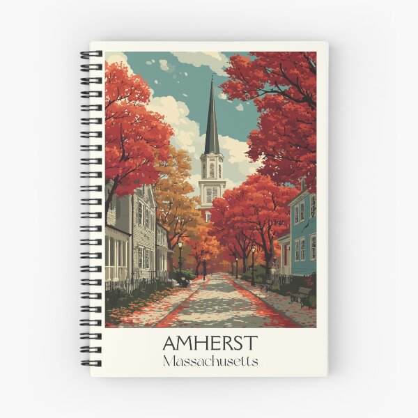 Item preview, Amherst Massachusetts Vintage Travel Poster | New England Fall Art designed and sold by TuncGK.