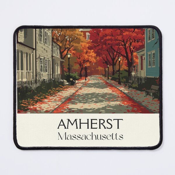 Item preview, Amherst Massachusetts Vintage Travel Poster | New England Fall Art designed and sold by TuncGK.