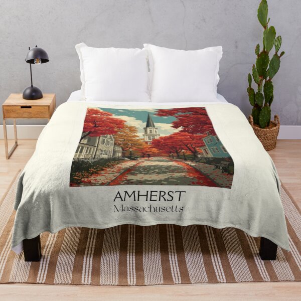 Item preview, Amherst Massachusetts Vintage Travel Poster | New England Fall Art designed and sold by TuncGK.