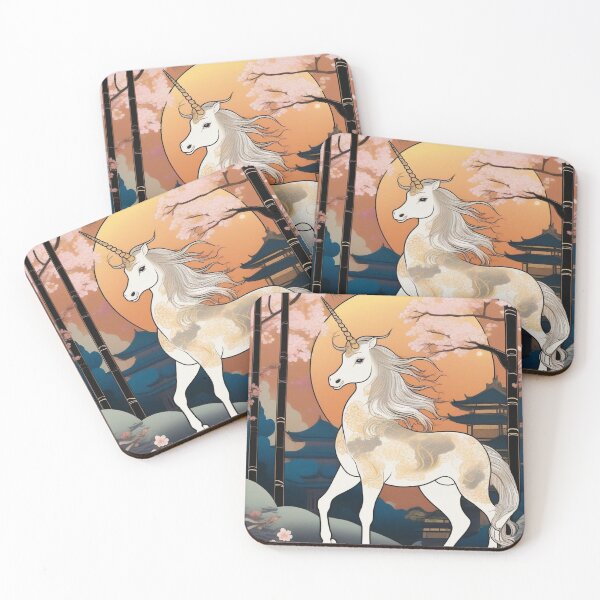 Item preview, Golden Kirin in Bamboo Forest – Edo Period Fantasy Print designed and sold by Vandy Fullam.