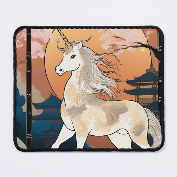 Item preview, Golden Kirin in Bamboo Forest – Edo Period Fantasy Print designed and sold by Vandy Fullam.