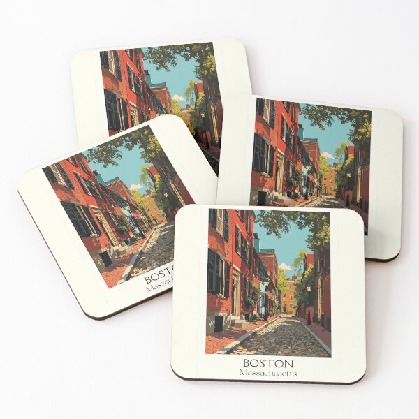 Item preview, Boston Massachusetts Vintage Travel Poster | Historic Beacon Hill Art designed and sold by TuncGK.