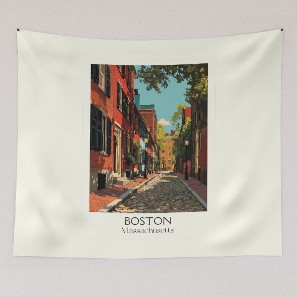 Item preview, Boston Massachusetts Vintage Travel Poster | Historic Beacon Hill Art designed and sold by TuncGK.
