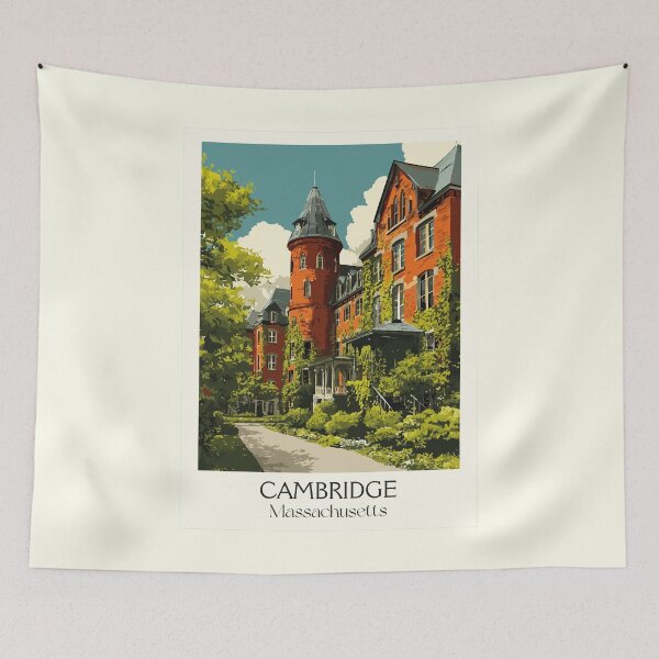 Item preview, Cambridge Massachusetts Vintage Travel Poster | University City Art designed and sold by TuncGK.