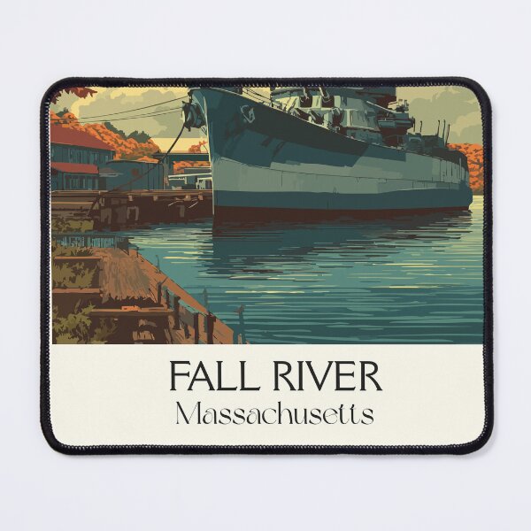 Item preview, Fall River Massachusetts Vintage Travel Poster | South Coast Harbor Art designed and sold by TuncGK.