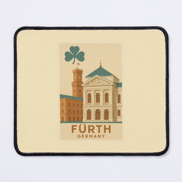 Item preview, Fürth Bavaria Art Print | Cloverleaf City & Palazzo Vecchio Tower Deco designed and sold by Custom-Arts-AI.