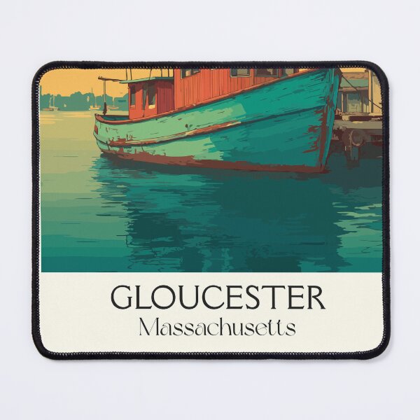 Item preview, Gloucester Massachusetts Vintage Travel Poster | Fishing Harbor Art designed and sold by TuncGK.