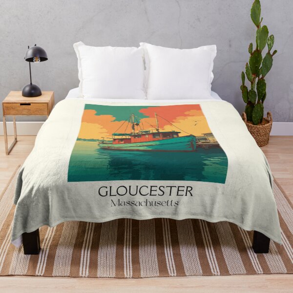 Item preview, Gloucester Massachusetts Vintage Travel Poster | Fishing Harbor Art designed and sold by TuncGK.