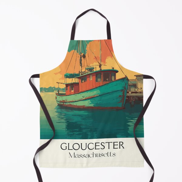 Item preview, Gloucester Massachusetts Vintage Travel Poster | Fishing Harbor Art designed and sold by TuncGK.