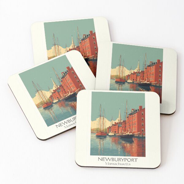 Item preview, Newburyport Massachusetts Vintage Travel Poster | Coastal Harbor Art designed and sold by TuncGK.