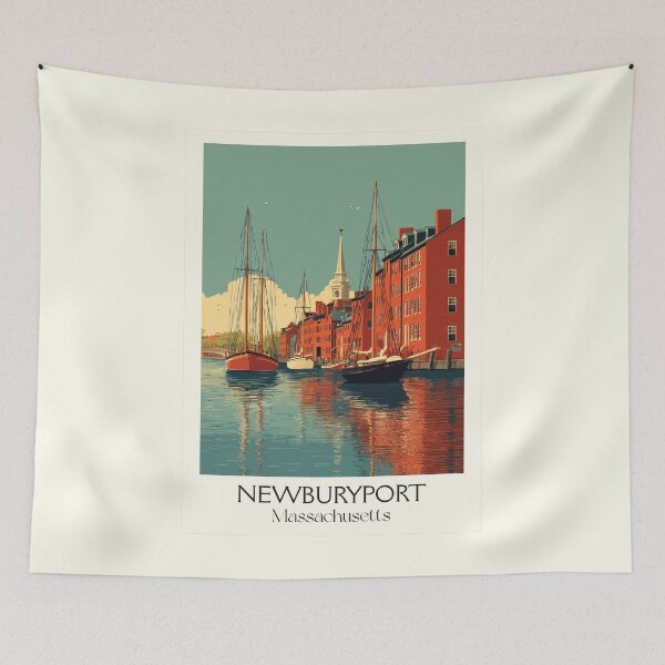 Item preview, Newburyport Massachusetts Vintage Travel Poster | Coastal Harbor Art designed and sold by TuncGK.