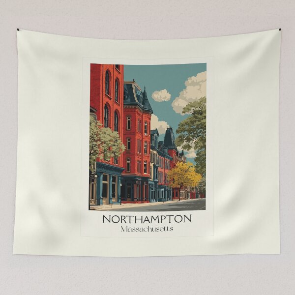 Item preview, Northampton Massachusetts Vintage Travel Poster | New England City Art designed and sold by TuncGK.