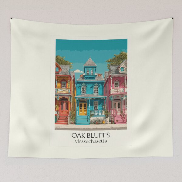 Item preview, Oak Bluffs Massachusetts Vintage Travel Poster | Martha's Vineyard Art designed and sold by TuncGK.