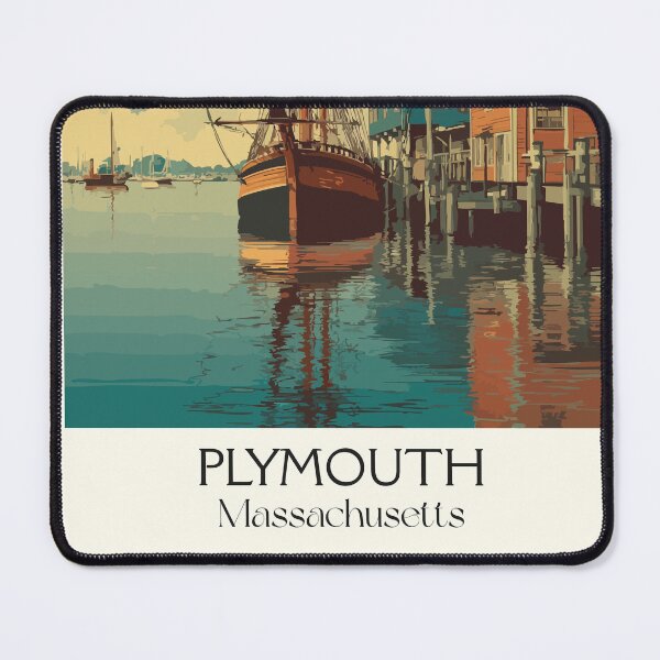 Item preview, Plymouth Massachusetts Vintage Travel Poster | Historic Harbor Art designed and sold by TuncGK.