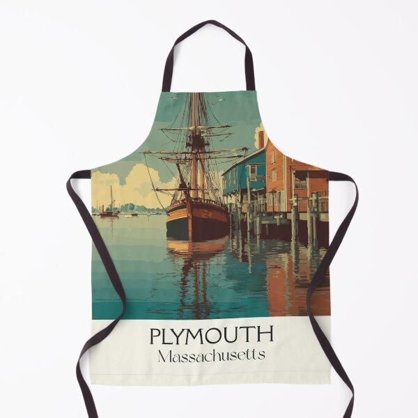 Item preview, Plymouth Massachusetts Vintage Travel Poster | Historic Harbor Art designed and sold by TuncGK.