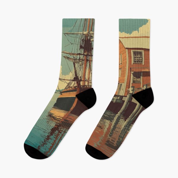 Item preview, Plymouth Massachusetts Vintage Travel Poster | Historic Harbor Art designed and sold by TuncGK.