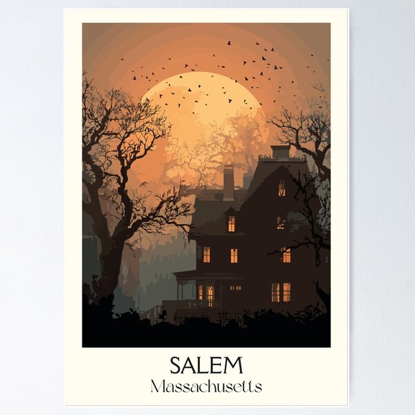 Item preview, Salem Massachusetts Vintage Travel Poster | Witch City Art designed and sold by TuncGK.