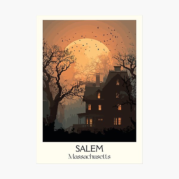Item preview, Salem Massachusetts Vintage Travel Poster | Witch City Art designed and sold by TuncGK.