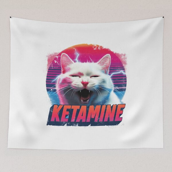 Item preview, Ketamine Cat – Retro Vaporwave Meme Design designed and sold by Alpha Stag.