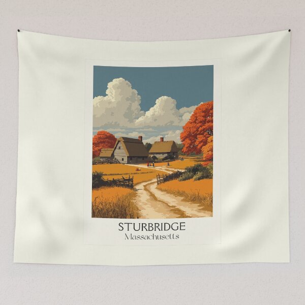 Item preview, Sturbridge Massachusetts Vintage Travel Poster | Colonial Village Art designed and sold by TuncGK.