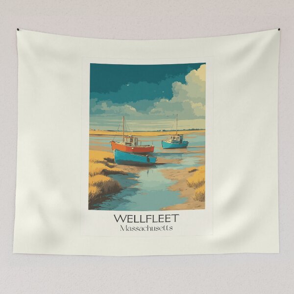 Item preview, Wellfleet Massachusetts Vintage Travel Poster | Outer Cape Cod Art designed and sold by TuncGK.