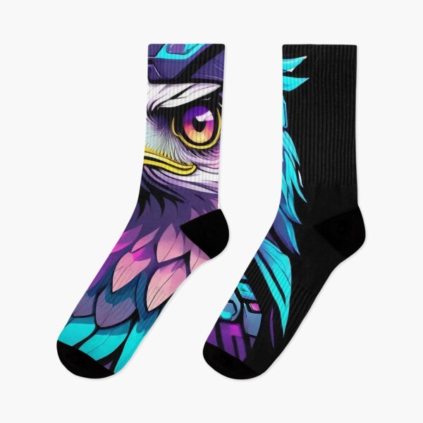Item preview, Futuristic Cyberpunk Eagle Warrior Neon Colors Vibrant Feathers Tech Helmet Digital Illustration Artwork Bold Graphic Modern Design designed and sold by Mimoshi ⭐⭐⭐⭐⭐.