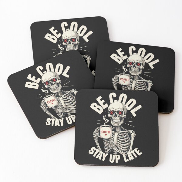Item preview, Be Cool Stay Up Late – Skeleton Coffee Mug Design designed and sold by Enea Kelo.