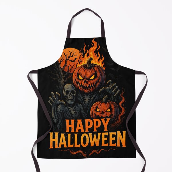 Item preview, Happy Halloween – Flaming Pumpkin Head & Skeleton Horror Art designed and sold by KeepItSimpleD.