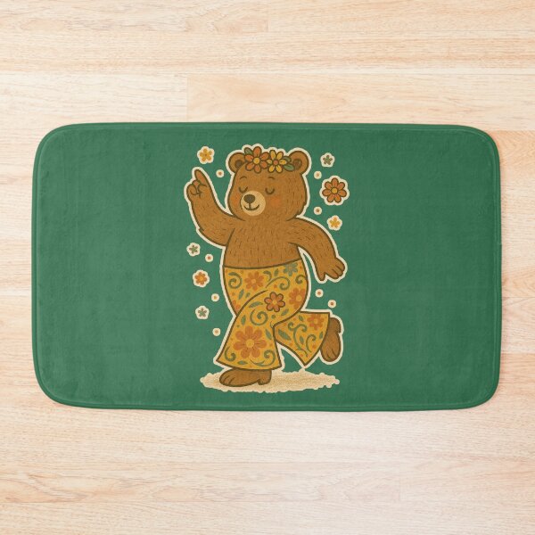 Item preview, Groovy Bear Dancing Flower Power Retro Illustration designed and sold by LuminShadowArt.