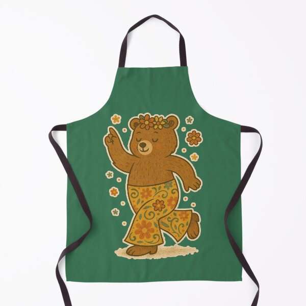 Item preview, Groovy Bear Dancing Flower Power Retro Illustration designed and sold by LuminShadowArt.