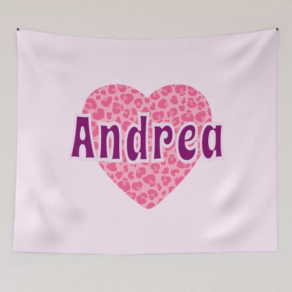 Item preview, Andrea Name Pink Leopard Heart  designed and sold by Jeallan Designs.