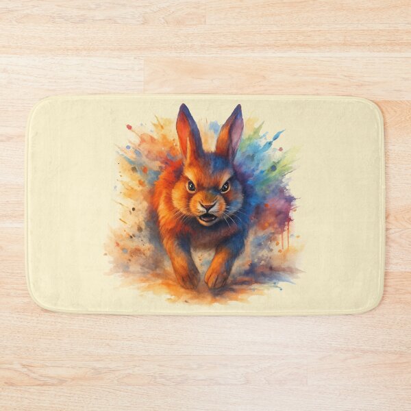 Item preview, Fearless Bunny Fierce Watercolor Rabbit in Motion designed and sold by LuminShadowArt.